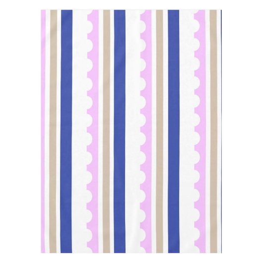 Roze, witte, blauwe streep, zwarte patroonafdruk tafelkleed (Voorkant)