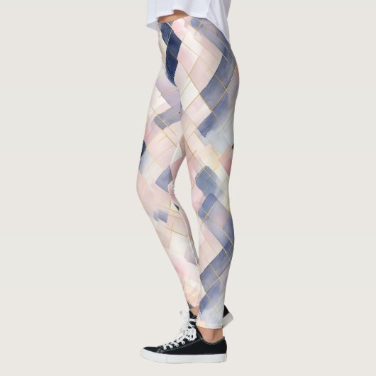 Roze witte blauwe vierkanten leggings (Links)