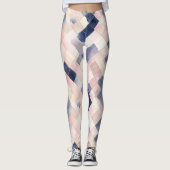 Roze witte blauwe vierkanten leggings (Voorkant)