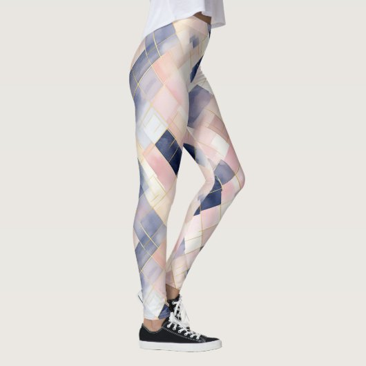Roze witte blauwe vierkanten leggings (Rechts)
