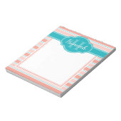 Roze witte Blauwgroen striptekening monogram Notitieblok (Linkerzijde)