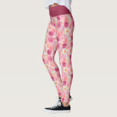 Roze witte bleekroze magenta Floral Flowers Girly Leggings (Links)