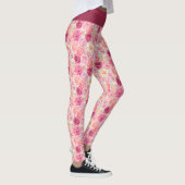 Roze witte bleekroze magenta Floral Flowers Girly Leggings (Rechts)