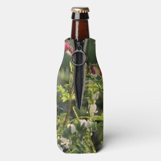 Roze & witte bloedende harten flesjeskoeler (Fles Achterkant)