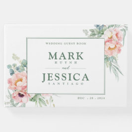 Roze witte bloem bruiloft gastenboek