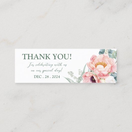 Roze witte bloem bruiloft Label (1x3 inch) (Achterkant)