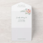 Roze witte bloem bruiloft uitnodiging (Buitenkant)