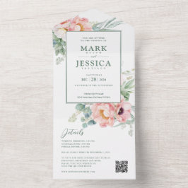 Roze witte bloem bruiloft uitnodiging