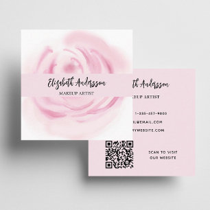 Roze witte bloem foto QR logo Vierkante Visitekaartje