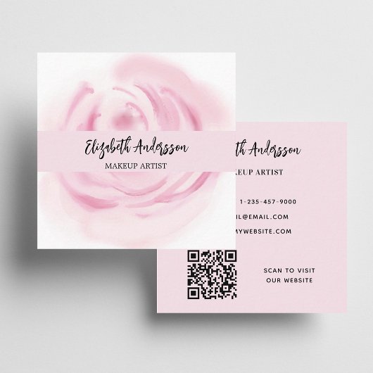 Roze witte bloem foto QR logo Vierkante Visitekaartje