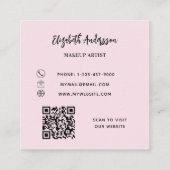 Roze witte bloem foto QR logo Vierkante Visitekaartje (Achterkant)