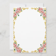 Roze Witte Bloem Gouden Barok Frame
