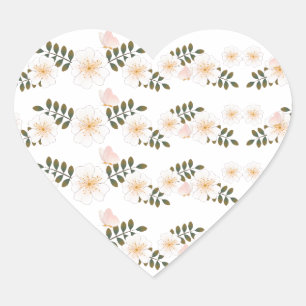 roze witte bloem hart sticker