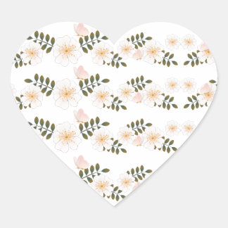 roze witte bloem hart sticker