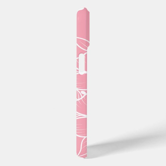 Roze Witte Bloem Initialen Monogram Case-Mate iPhone Case (Achterkant / Rechts)
