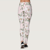  roze witte bloem leggings (Achterkant)