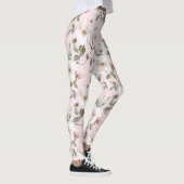  roze witte bloem leggings (Rechts)