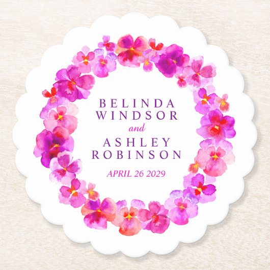 Roze witte bloem met onderzetters voor de waterver (Voorkant)