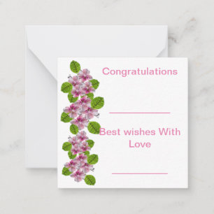 Roze & Witte Bloem Notitiekaart Notitiekaartje