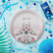 Roze Witte Bloem Papier Bord (Feest)
