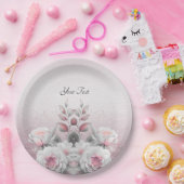 Roze Witte Bloem Papier Bord (Feest)