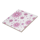 Roze & Witte Bloem Power Retro Floral Tegeltje (Zijkant)