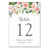 Roze Witte Bloem Trouwtafel Aantal Kaarten (Achterkant)