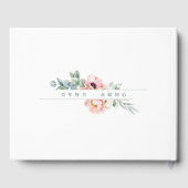 Roze witte bloem tweetalige Chinese bruiloft Gastenboek (Achterkant)