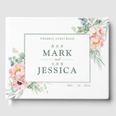 Roze witte bloem tweetalige Chinese bruiloft Gastenboek (Voorkant)