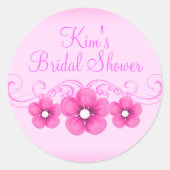 Roze & Witte Bloem Vrijgezellenfeest Sticker (Voorkant)