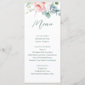 Roze Witte Bloem Wedding Menu (Voorkant)