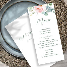 Roze Witte Bloem Wedding Menu