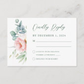 Roze Witte Bloem Wedding RSVP Kaart (Voorkant)