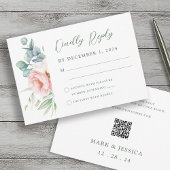 Roze Witte Bloem Wedding RSVP Kaart