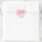 Roze Witte Bloemachtige Trouw Bruidsfeest Hart Sticker (Tas)