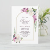 Roze Witte Bloemboog Bruids Douche Uitnodiging (Staand voorkant)