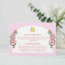 Roze witte bloemboog Chinese huwelijksdetails