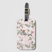  roze witte bloemen bagagelabel (Voorkant (verticaal))