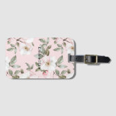  roze witte bloemen bagagelabel (Voorkant (horizontaal))