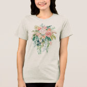 Roze & Witte Bloemen Boeket Tri-Blend Shirt (Voorkant)