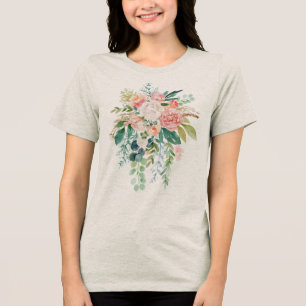 Roze & Witte Bloemen Boeket Tri-Blend Shirt