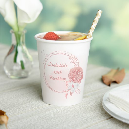 roze & witte bloemen botanisch papieren bekers (Insitu)