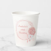 roze & witte bloemen botanisch papieren bekers (Achterkant)