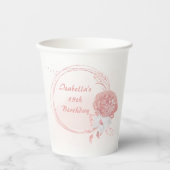 roze & witte bloemen botanisch papieren bekers (Voorkant)