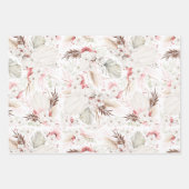 Roze witte bloemen Botanische Boho Elegant Inpakpapier Vel (Voorkant 3)