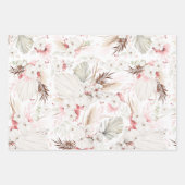 Roze witte bloemen Botanische Boho Elegant Inpakpapier Vel (Voorkant)