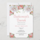 Roze witte bloemen Bridesmaid's Brunch Kaart (Voorkant)