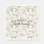 Roze Witte Bloemen Bruidsdouche Servet (Voorkant)