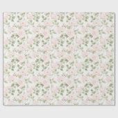 Roze Witte Bloemen Bruiloft Feest Cadeaupapier (Vlak)