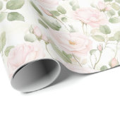 Roze Witte Bloemen Bruiloft Feest Cadeaupapier (Rol Hoek)